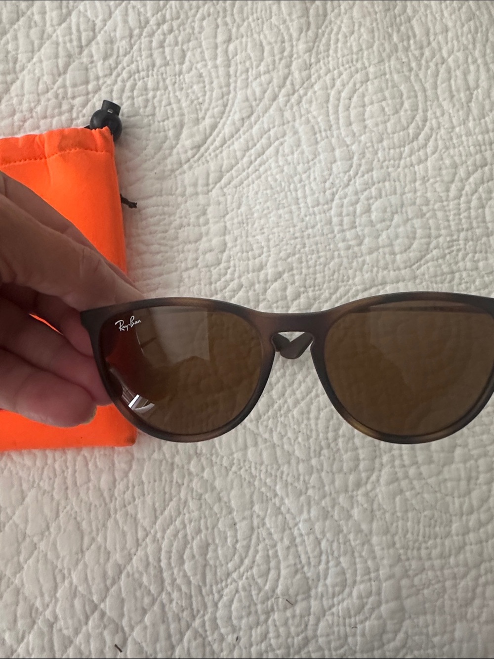 Ray-Ban Erika Classic Sunglasses featuring a matte/rubber frame/brown lenses